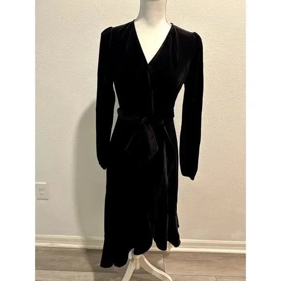 HALARA | Dresses | Halara Womens Black Dress Velvet Long Sleeve Midi  Asymmetric High Low V Neck Xs | Poshmark